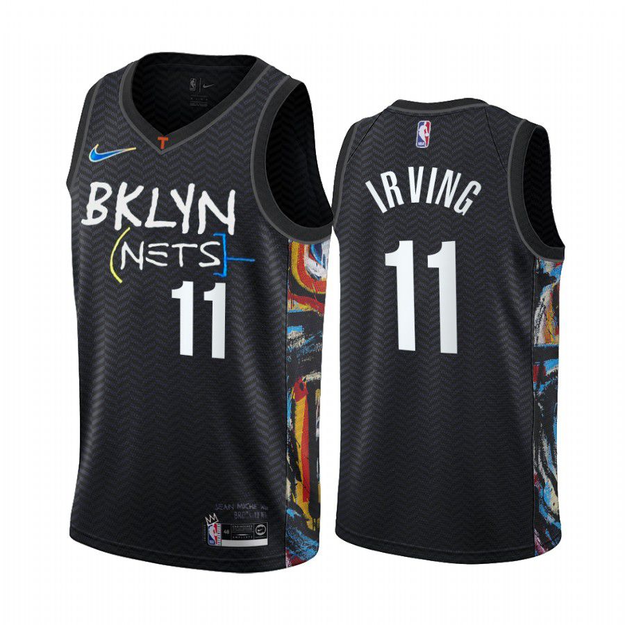 Men Brooklyn Nets #11 kyrie irving black city edition honor basquiat 2020 nba jersey